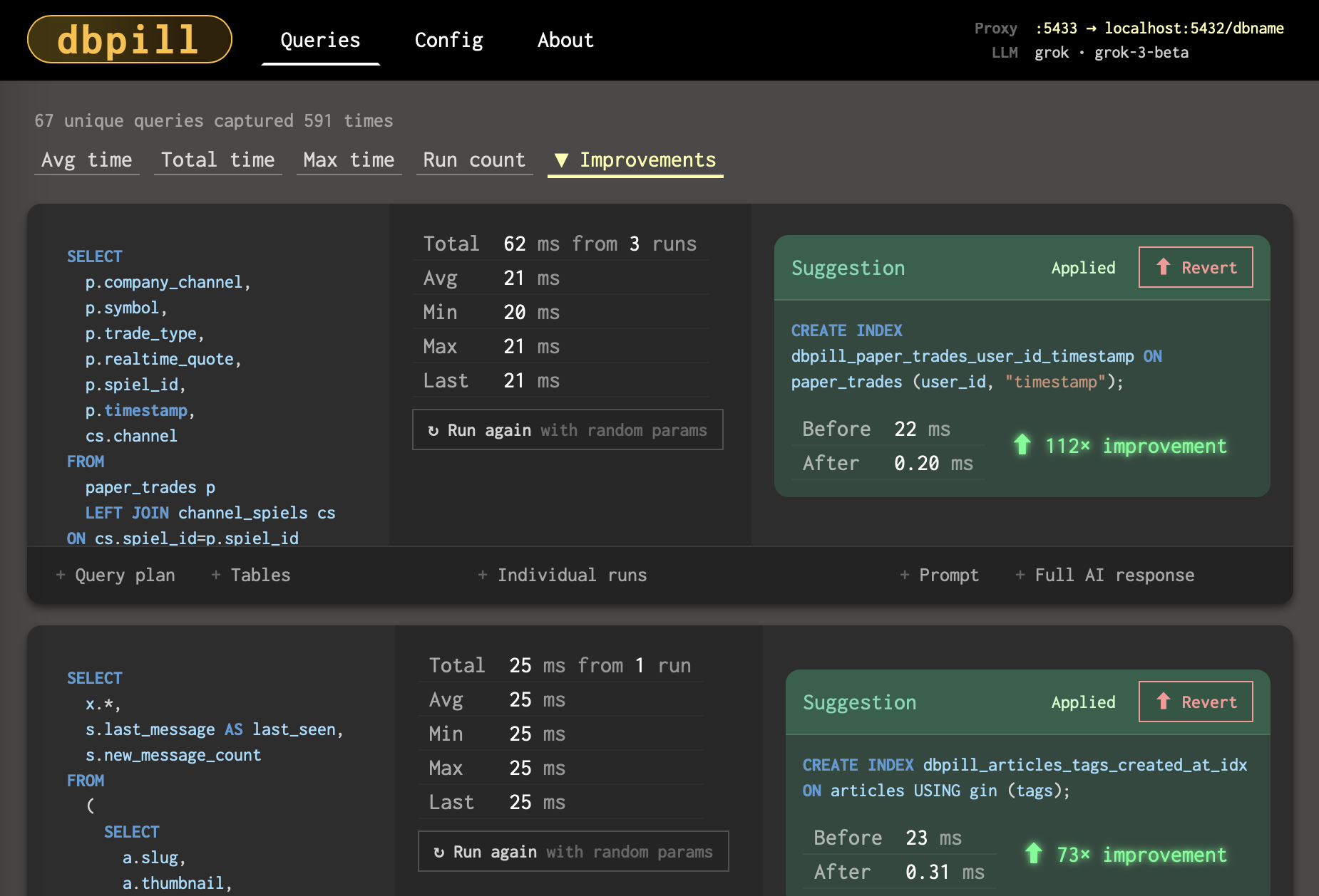 dbpill Dashboard